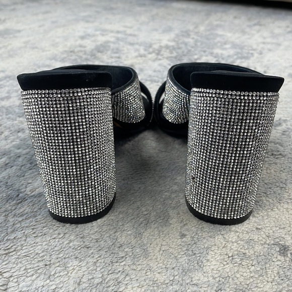 Jeffrey Campbell Camilla Caviar Crystal Sparkle Slide Heels Silver Black Sz 7 - Picture 7 of 15